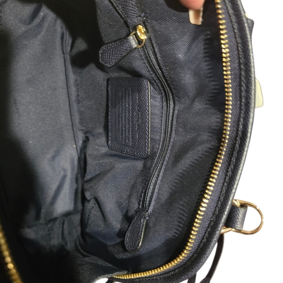 COACH Prince Street Mini Satchel Crossgrain Dark Navy Leather WITH DUST BAG - Picture 3 of 9